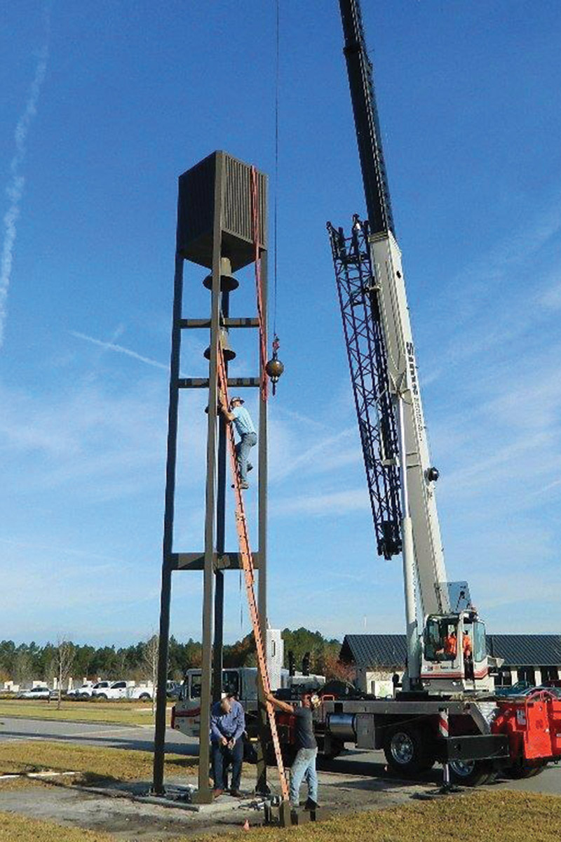 Bell tower installation at Jacksonville National Cemetery
