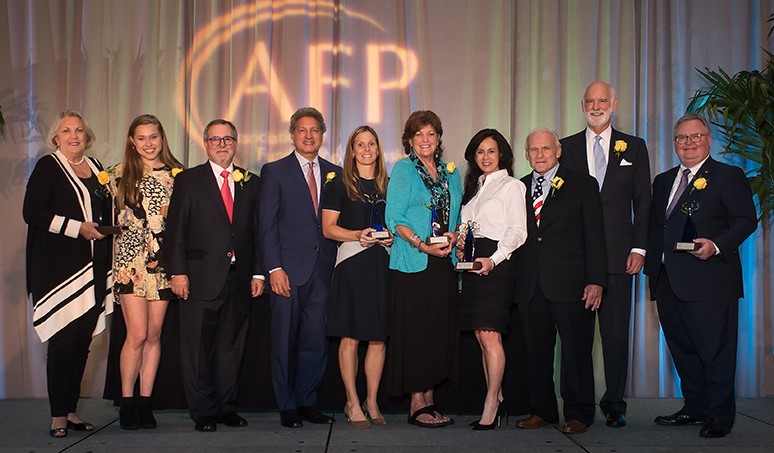 National Philanthropy Day Award Winners: Kit Thomas, Grace Friedman, Peter Ghiloni, Jay Demetree, Jr., Meredith Chartrand Frisch, Pam Cown, Christine and Steve Chapman, Gilchrist Berg and Tim Volpe