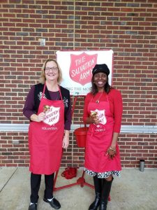 Agents at the company’s Fleming Island office supported the Salvation Army’s annual red kettle campaign by serving as volunteer bell-ringers. From left, Realtors Kat Wetmore and Anne Ochsner