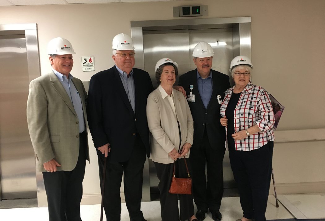 John Anderson, CHPC Campaign Committee; generous donors O’Neal and Alice Douglas; Michael Mayo, hospital president of Baptist Medical Center Jacksonville; and Julie Mason, CHPC Campaign Committee (Photo courtesy of Community Hospice & Palliative Care)