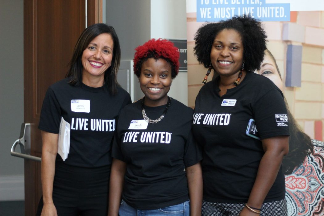 United Way of Northeast Florida staff celebrate volunteers from across Northeast Florida at the annual Volunteer United event on June 5 at the Main Library Downtown. From left: Jenny O’ Donnell, Nyobi Brodgon and Ahyanna Shepard.