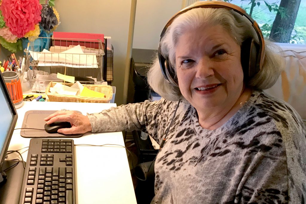 Nancy Chamblin, DESC Caseworker, working remotely from home