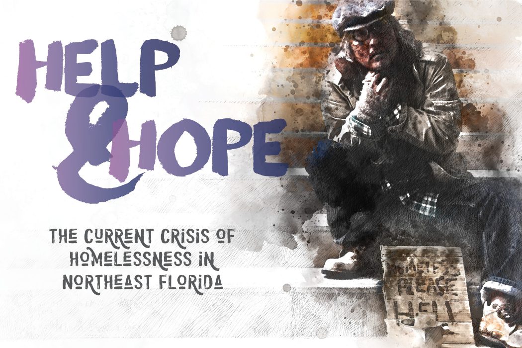 "Help & Hope" | artistic watercolor image of homeless man